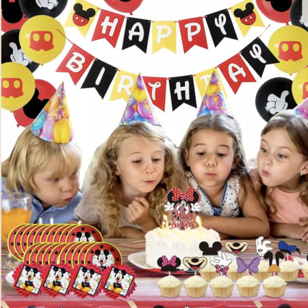 130 Pieces Mickey Mouse Themed Birthday Party Supplies - 10 Guests Party Decor