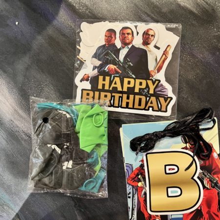 45 Piece Grand theft Auto Birthday Supplies Boys Balloons Banner Cake Topper