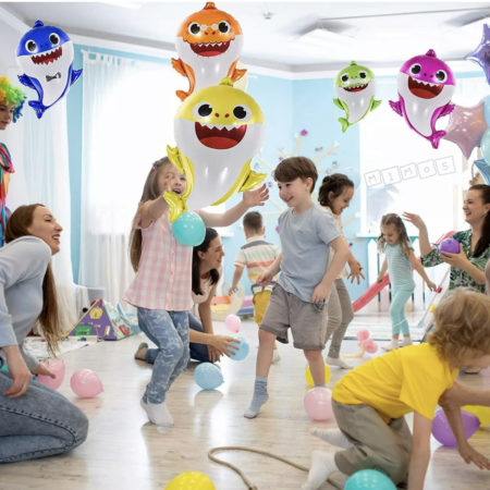 10 Baby Shark Foil Balloons Birthday Party 12 Drawstring Bags