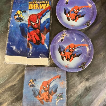 Spider Man  Birthday Party Supplies Plates Table Cover Napkins Cake Topper