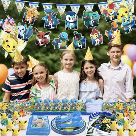 141 piece Pokemon Birthday Decorations and Party Supplies Pokemon Party Balloon New Party Set for 10