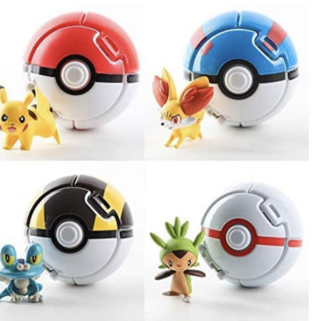 NEW Lot of 4 Pokemon Throw N Pop Poke Ball Pikachu Froakie Fennekin Chespin