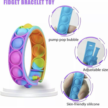 10Pcs Push Pop Popit Bracelet Fidget Toy Bubble Popper Sensory Stress Relief Kid