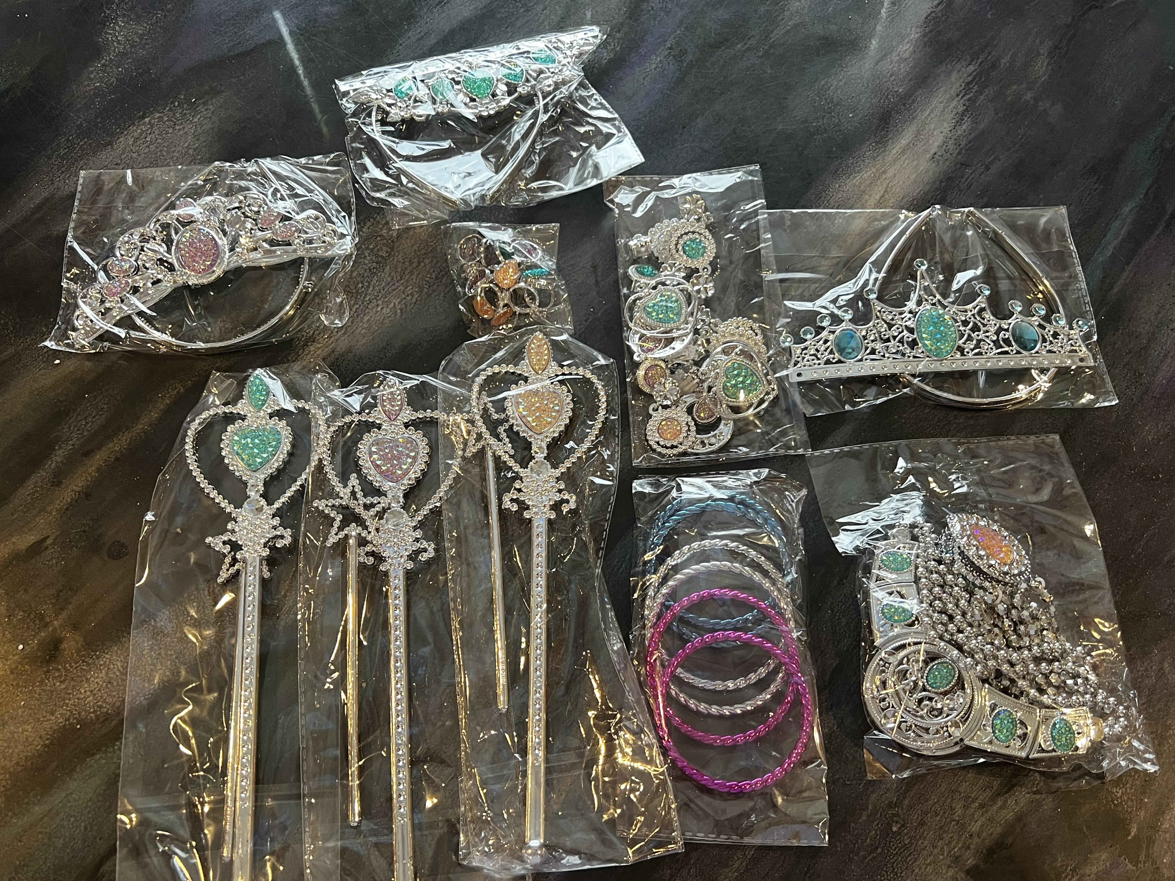 96+ Piece Disney Princess Birthday Party Supplies Plates Hair Ties Wands Bundle