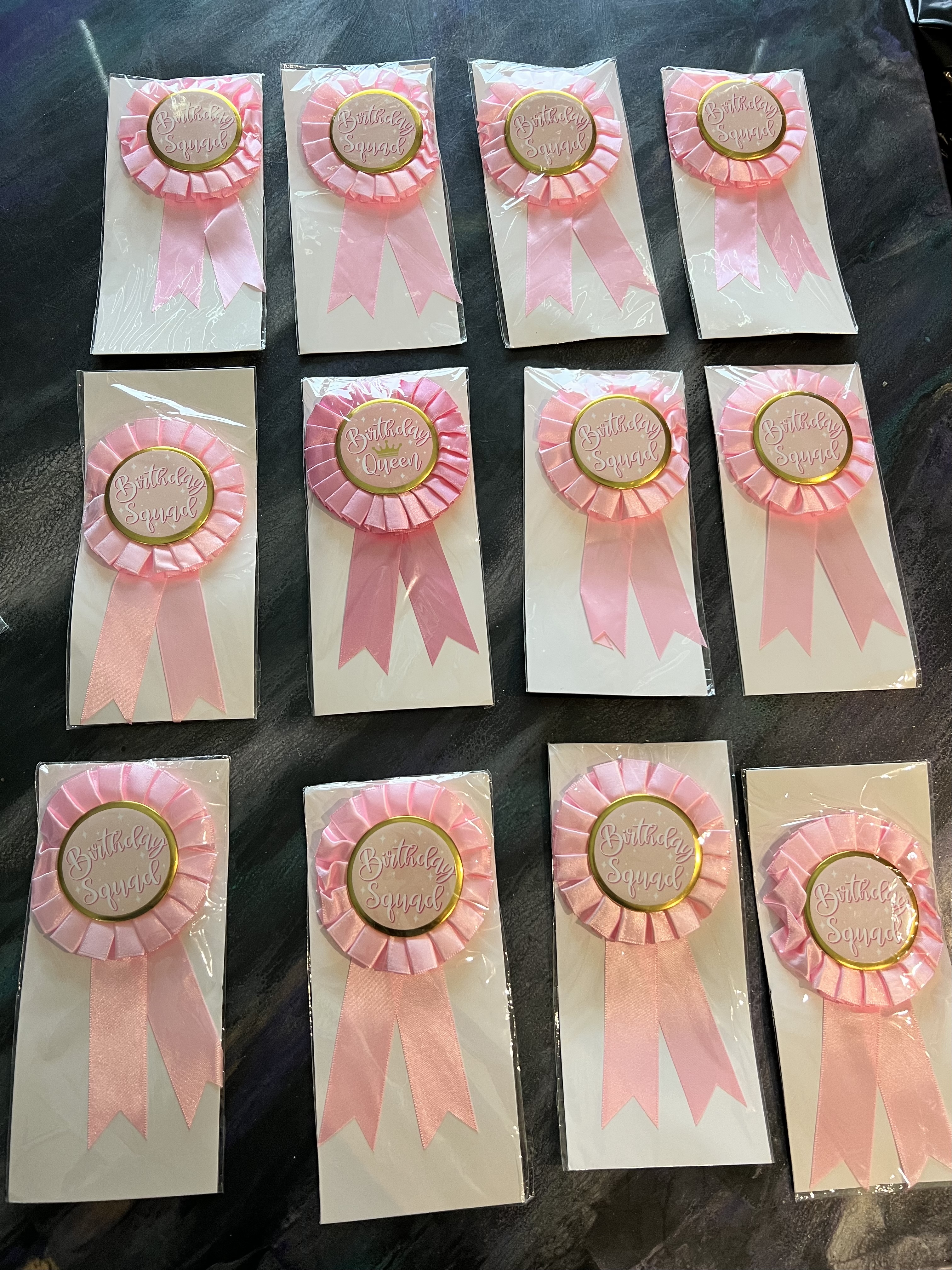 Birthday Buttons | Party Favors | 6.5” Ribbon Pin-Back Buttons | Birthday Squad