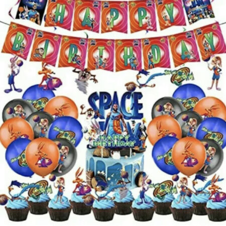 Space Jam Birthday Party Decorations Banner balloons cake toppers