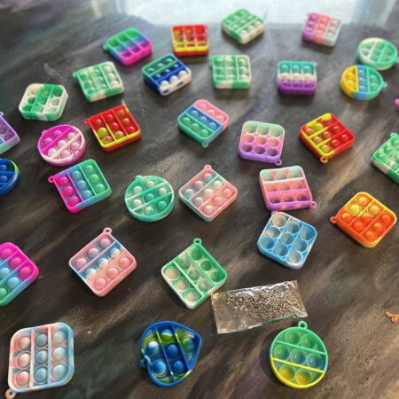 32 Fidget Stress Relief Hand Toys, Mini Pop Push It Fidget Toy Keychain Favors2”