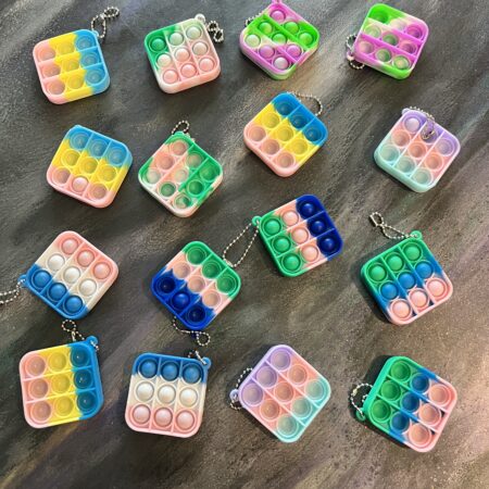 12 Fidget Stress Relief Hand Toys, Mini Pop Push It Fidget Toy Keychain Favors