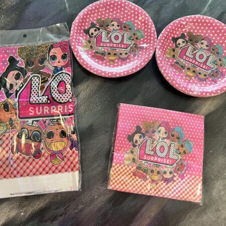8 Surprise Dolls Girl Birthday Party Set~ Honeycomb 7x3.5” Plates Napkins