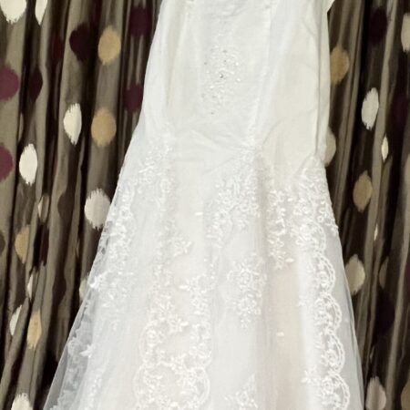 Wedding Bridal Gown NWT  White Sz 14 Sweetheart Neck Sequins Lace Up Back Hi-lo
