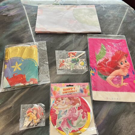 Little Mermaid Themed Birthday Party Decoration Cupcake Topper Banner First Bday